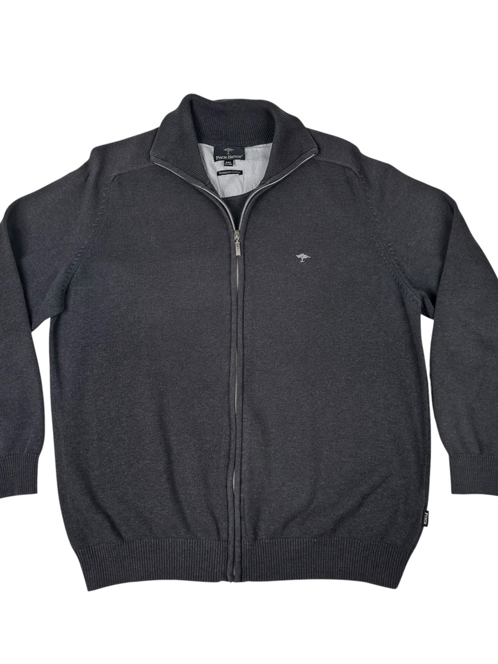 Fynch Hatton Sweater Mens XXL Supersoft Cotton Full Zip Cardigan Jacket Grey